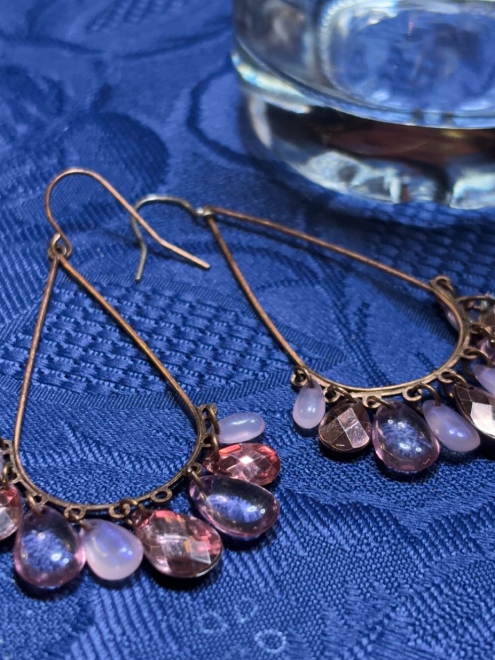 Delicate Pink and Purple Teardrop Dangle Earrings - Women Jewelry